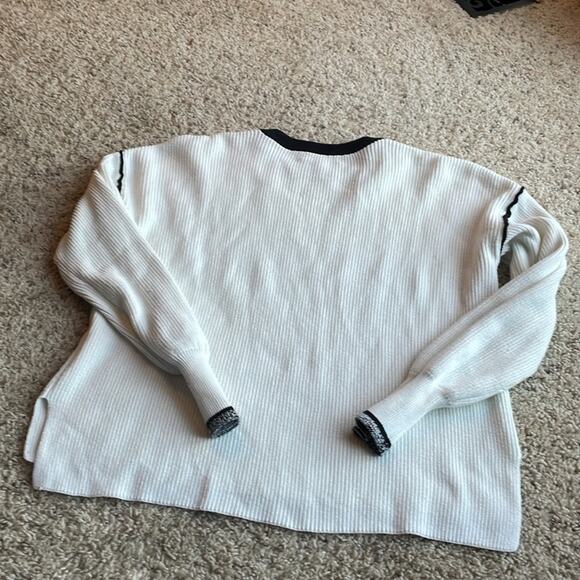 MICHAEL STARS Ribbed Knit Crewneck White & Black Sweater Size S - Picture 5 of 5